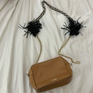 Rebecca Minkoff Whip Stitch Cross Body Camera Bag with Black Tassel Strap